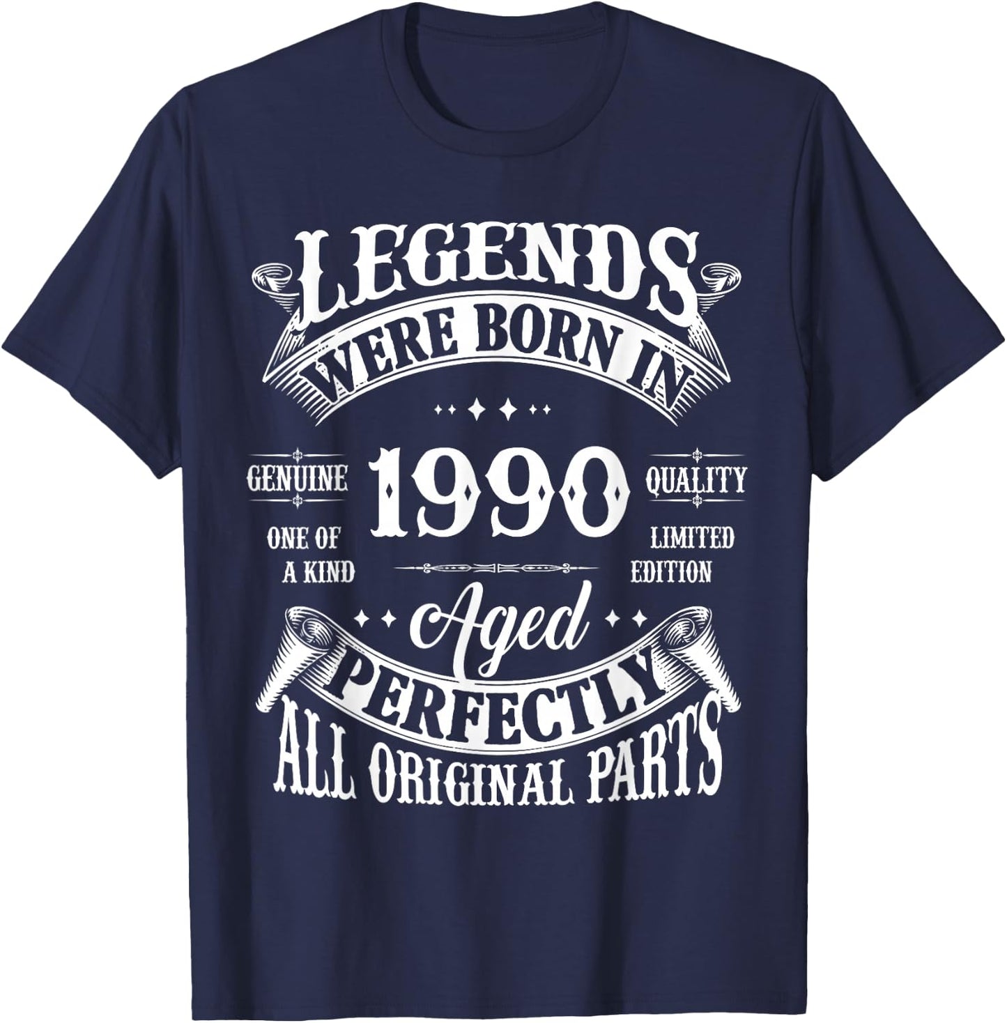 35th Birthday Vintage Legends Born In 1990 35 Years Old T-Shirt - T-Shirt | Navy