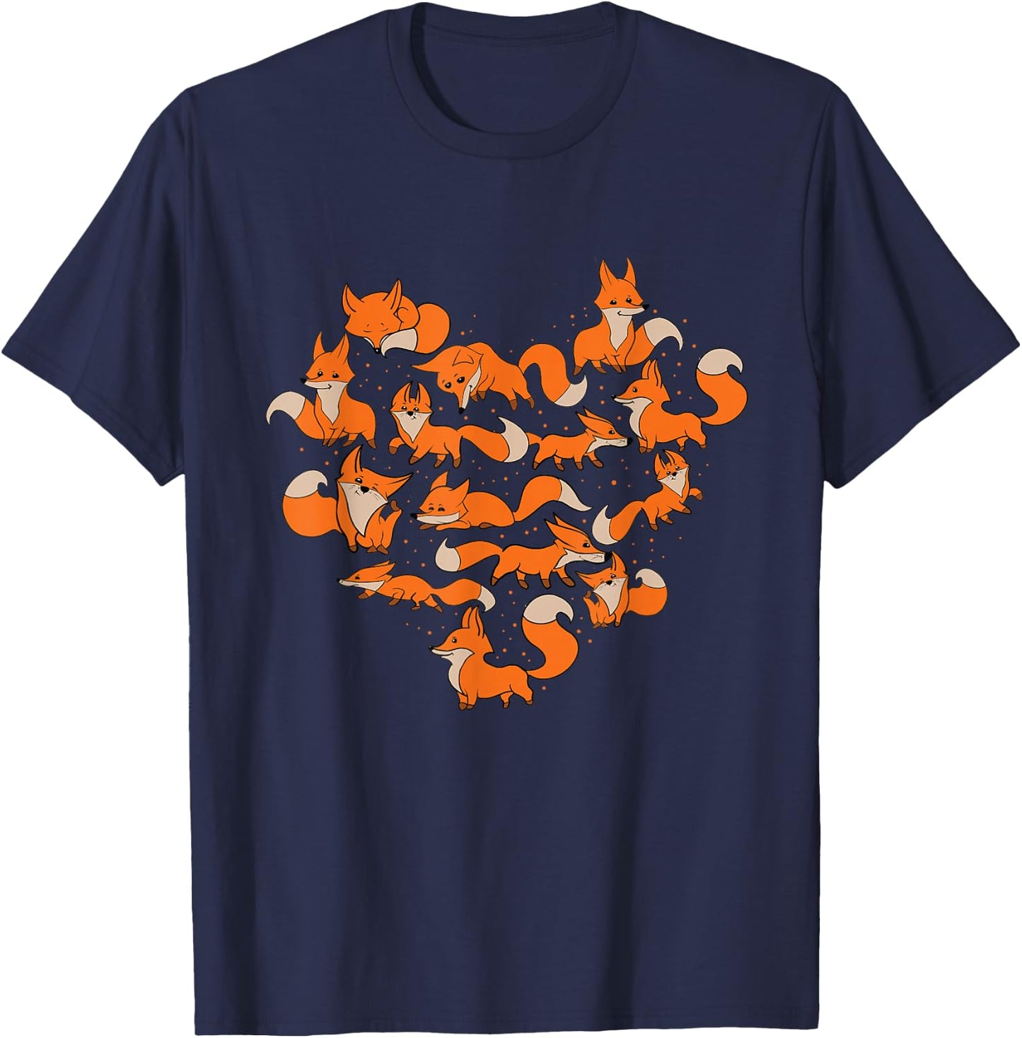 Heart Foxes - Wildlife Animal Lover Fox Zookeeper T-Shirt - T-Shirt | Navy