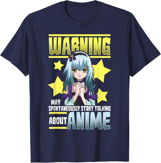 Warning May Spontaneously Start Talking About Anime Shirt T-Shirt - T-Shirt | Navy