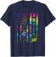 American Flag Autism Awareness Teacher Mom Support Tie Dye Men T-Shirt - T-Shirt | Navy