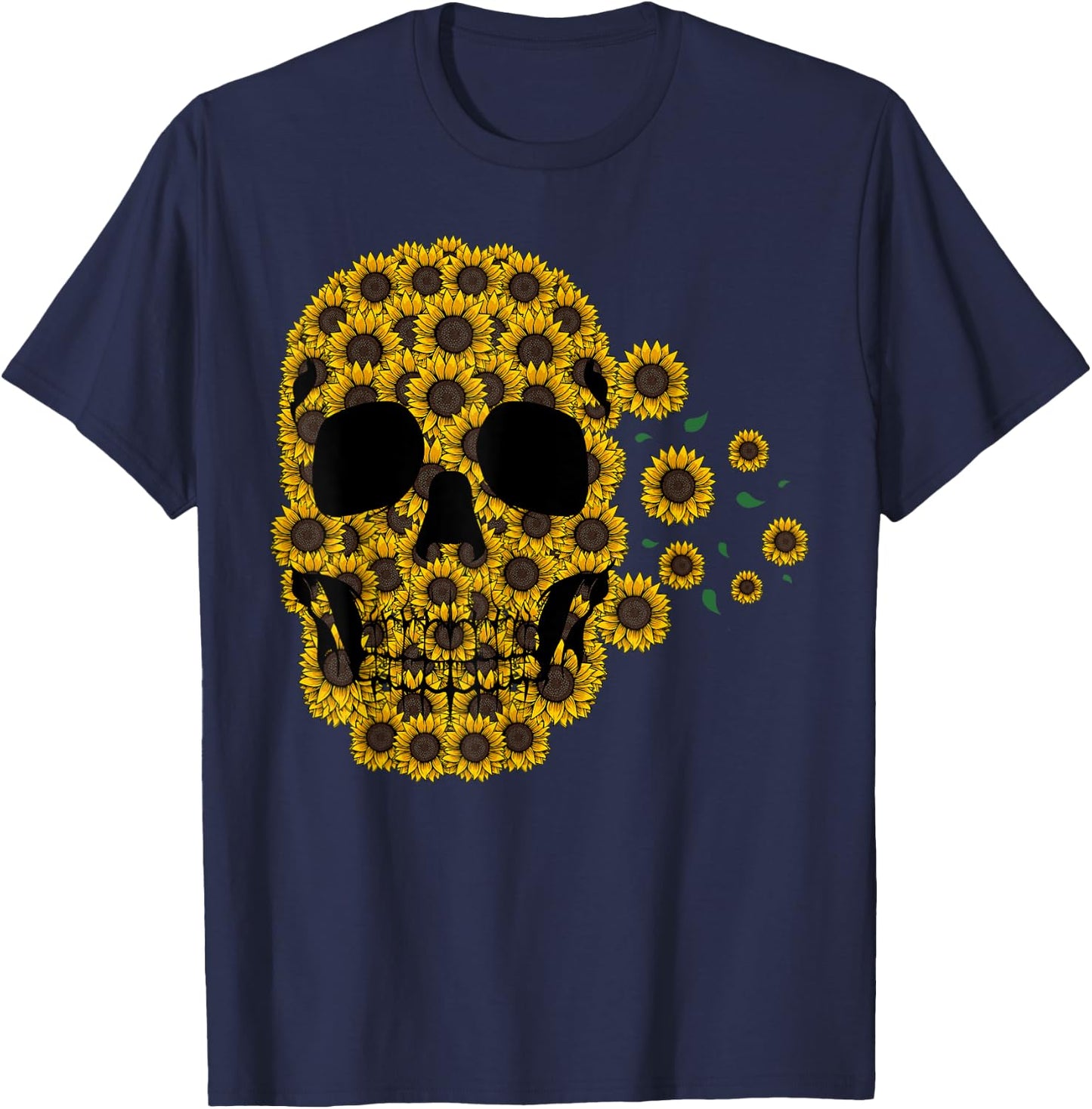 Sunflower Skull Lazy Halloween Costume Cute Skeleton T-Shirt - T-Shirt | Navy