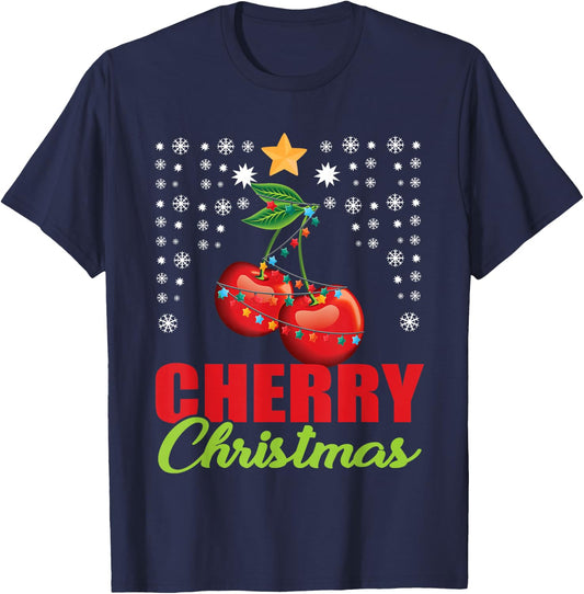 Great Cherrie Gifts Funny Fruit Lover Gift -Adults, Kids Black Modern Classic Christmas Cherry Small T-Shirt - T-Shirt | Navy