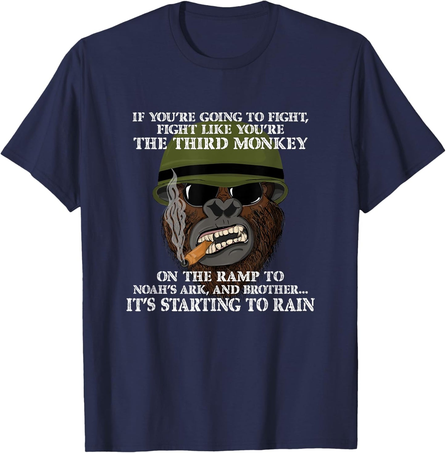 Fight Like the Third Monkey - Funny Boxing and MMA Meme T-Shirt - T-Shirt | Navy