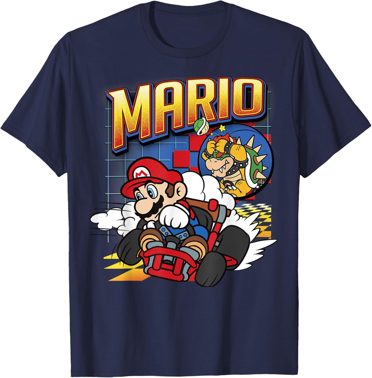 Mario Kart Bowser Mario Racing Graphic T-Shirt - T-Shirt | Navy