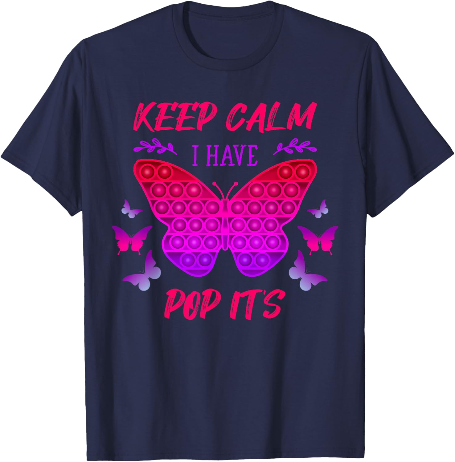 Fidget Toy Pop It for Girls Butterfly Fidget Toy T-Shirt - T-Shirt | Navy