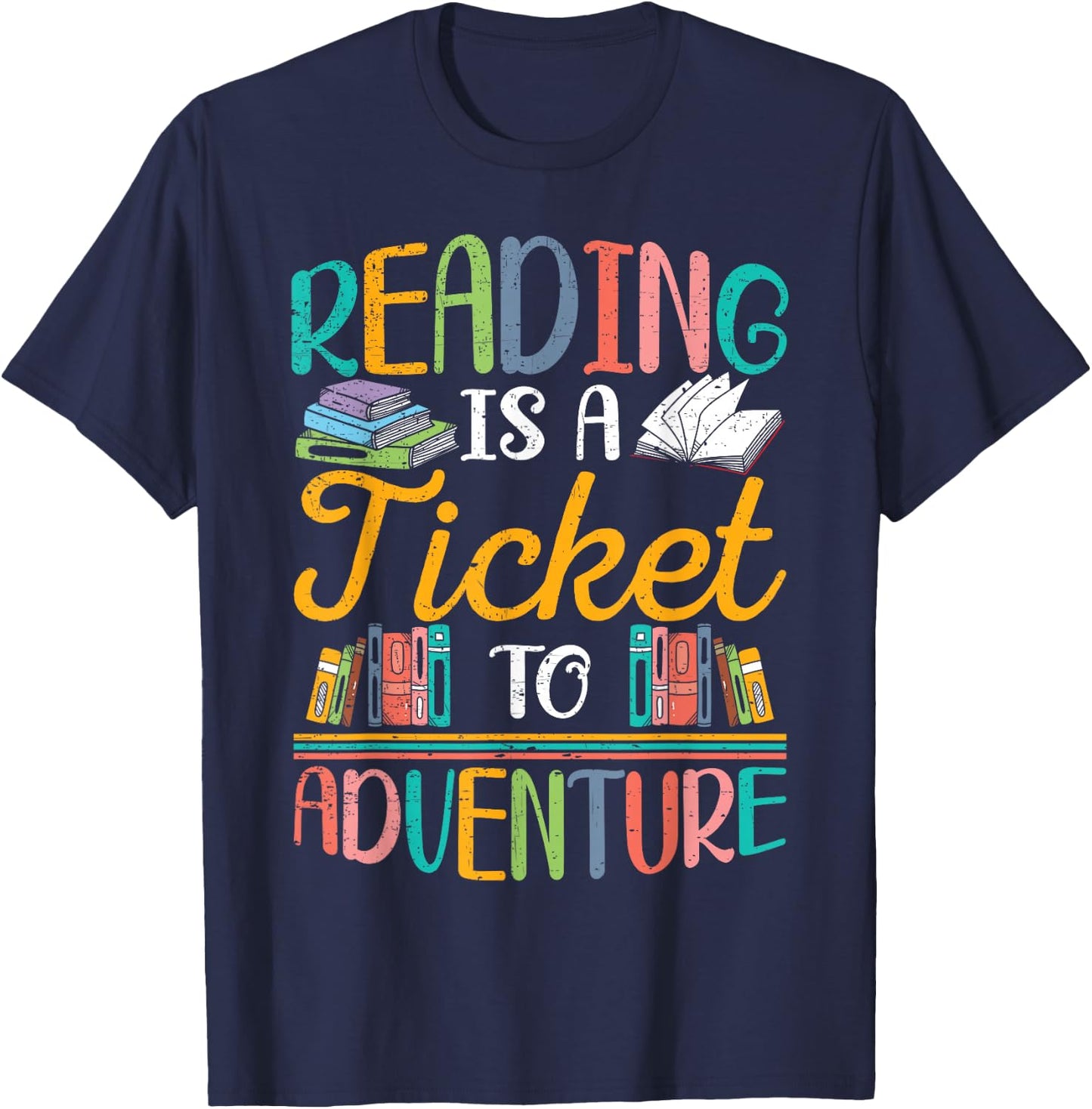 Reading Adventure Library Student Teacher Book Lovers T-Shirt - T-Shirt | Navy