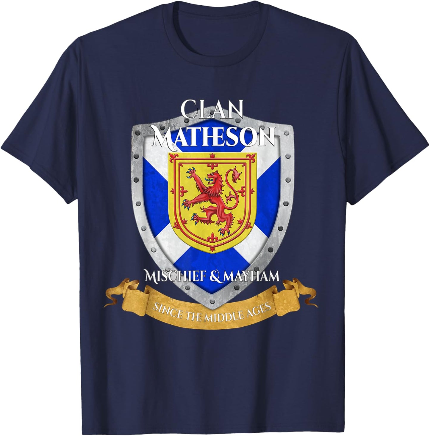 Matheson Scottish Family Clan Scotland Shield T-Shirt - T-Shirt | Navy