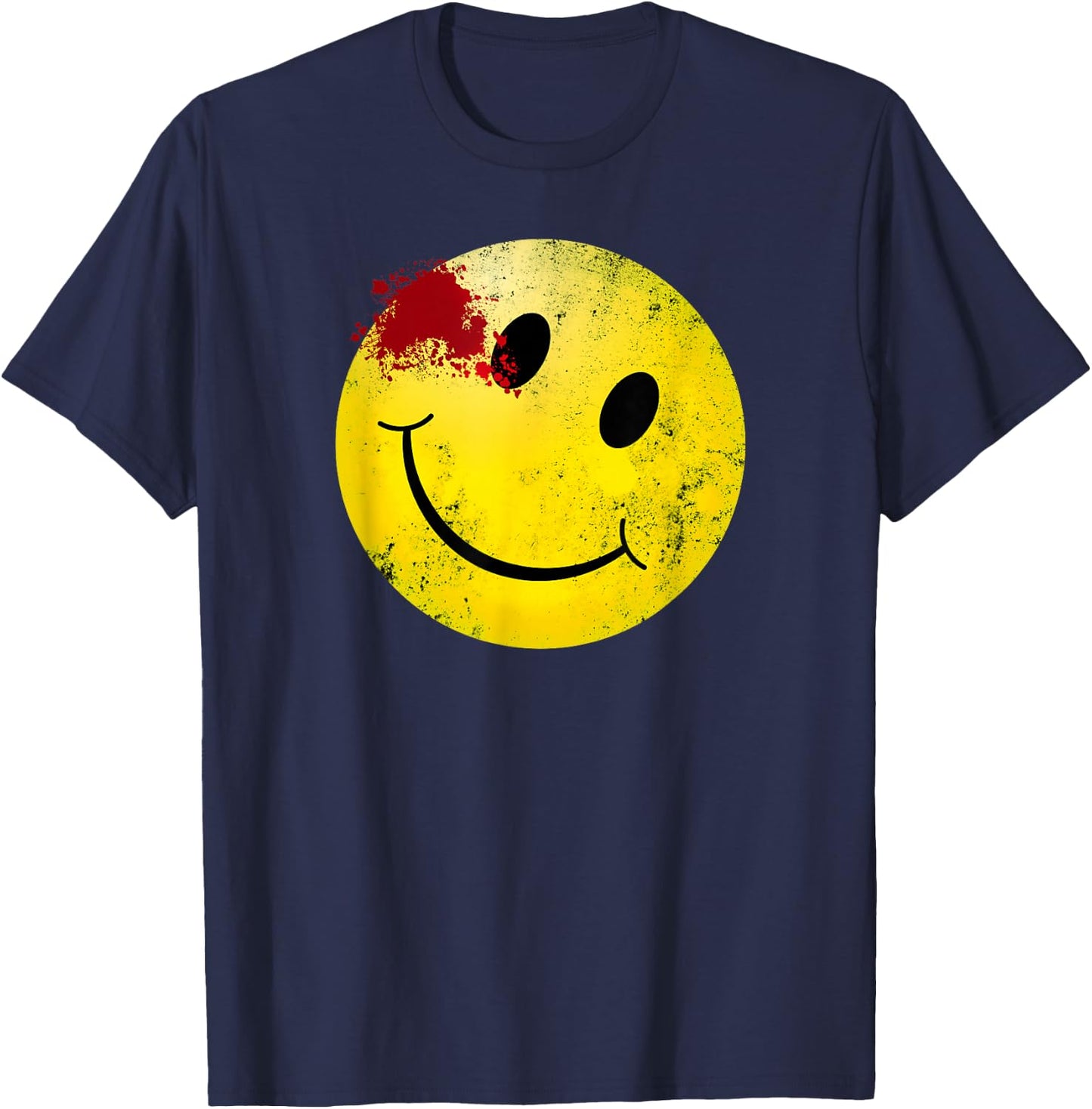 Bloody Smiling Face I Vintage Smile T-Shirt - T-Shirt | Navy