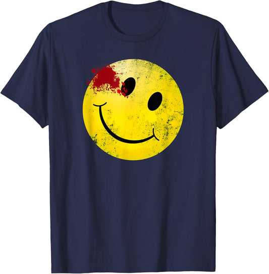 Bloody Smiling Face I Vintage Smile T-Shirt - T-Shirt | Navy