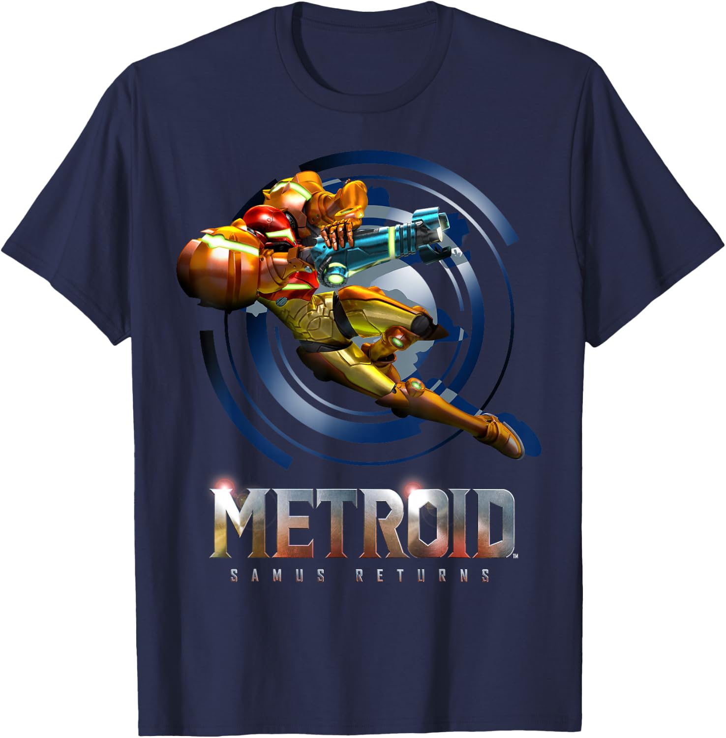 Nintendo Metroid Samus Returns Jump Action Graphic T-Shirt - T-Shirt | Navy
