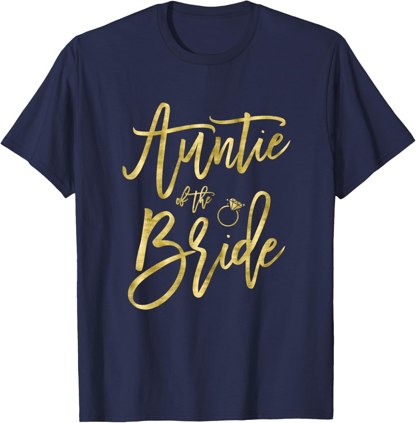 Auntie Of The Bride Shirt With Ring Graphics Dark Yellow T-Shirt - T-Shirt | Navy