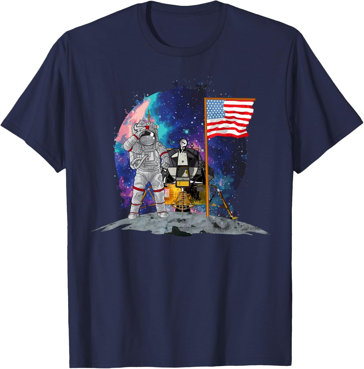 Moon Landing 50th Anniversary - US Astronaut on the Moon T-Shirt - T-Shirt | Navy