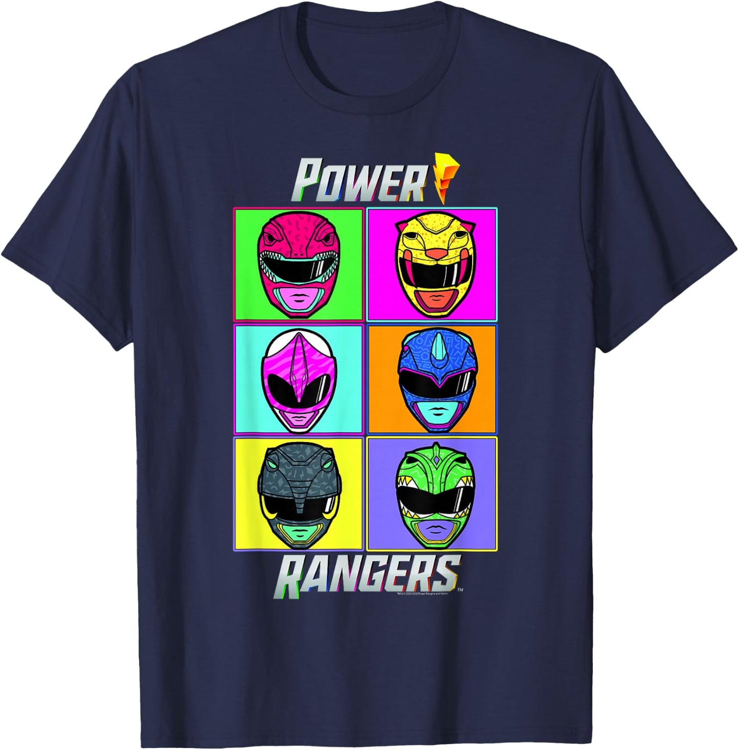 Power Rangers Pop Art Warhol Portrait Box Up T-Shirt - T-Shirt | Navy