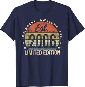 Legendary Awesome Epic 2006 Gifts Boys Girls 19th Birthday Retro Graphic , , Black, Small T-Shirt - T-Shirt | Navy