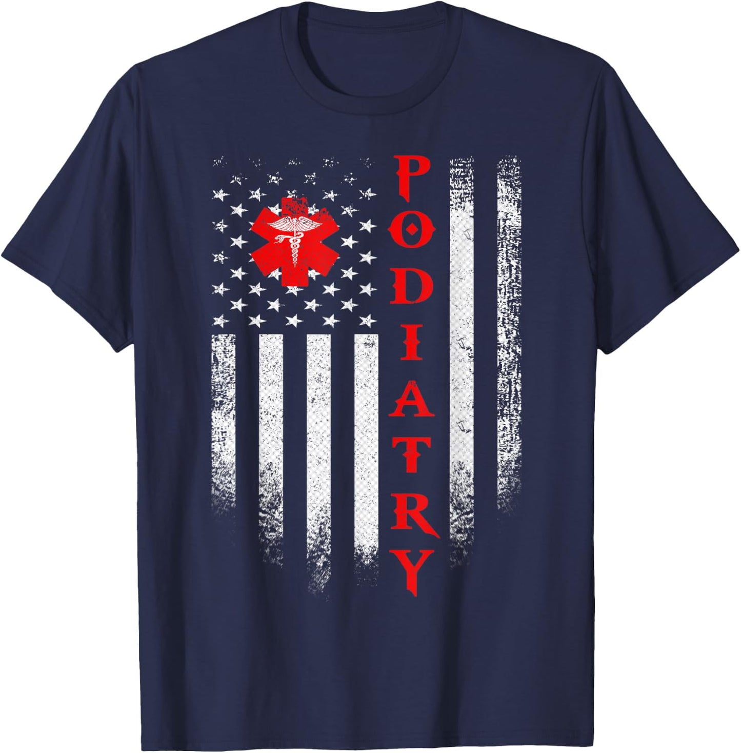 Vintage USA Podiatry Doctor American Flag Podiatrist Pride Women Men T-Shirt - T-Shirt | Navy