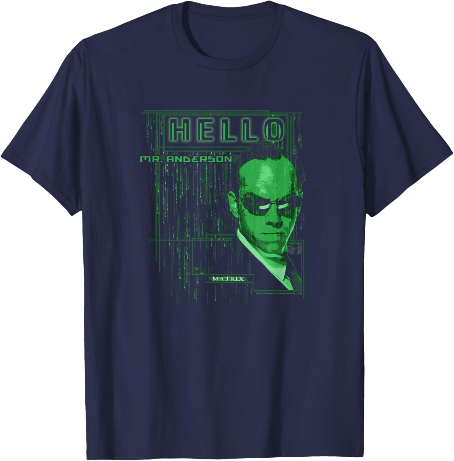 The Matrix Agent Smith Hello Mr. Anderson Code Drop T-Shirt - T-Shirt | Navy