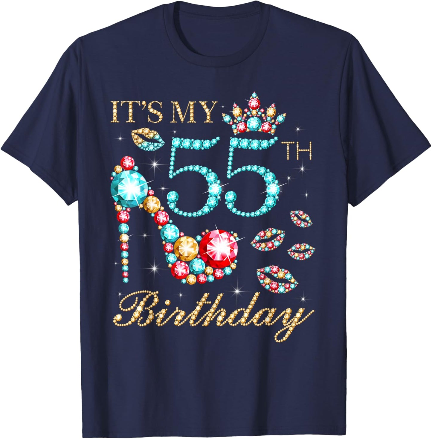 It's My 55th Birthday Cute 55 Years Old Birthday Queen T-Shirt - T-Shirt | Navy