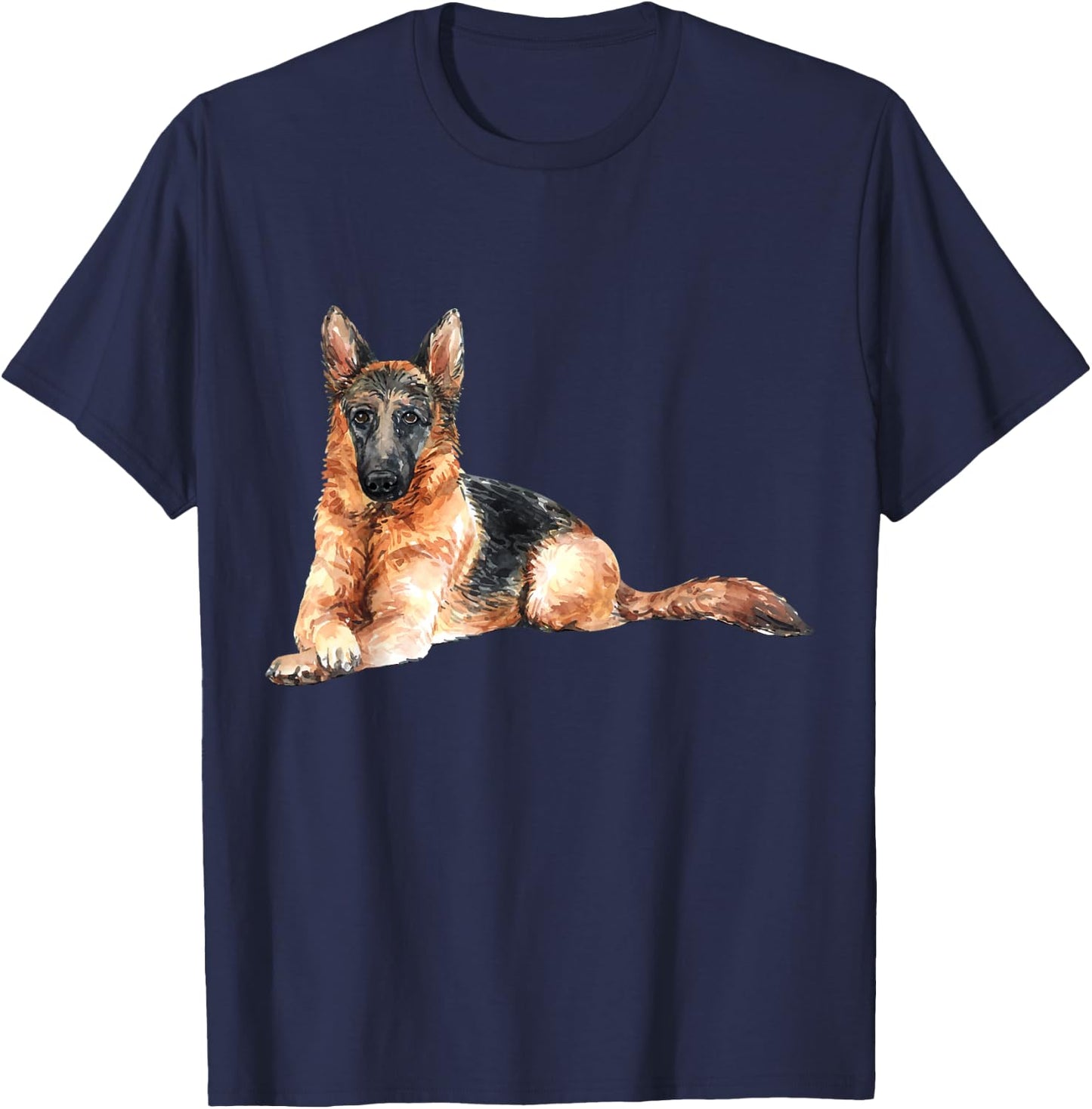 German Shepherd Watercolour for Dog Owners T-Shirt - T-Shirt | Navy