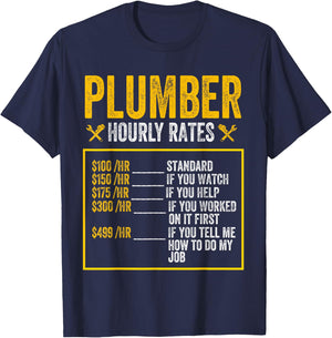 Funny Plumber Men Plumber Hourly Rate Plumber T-Shirt - T-Shirt | Navy