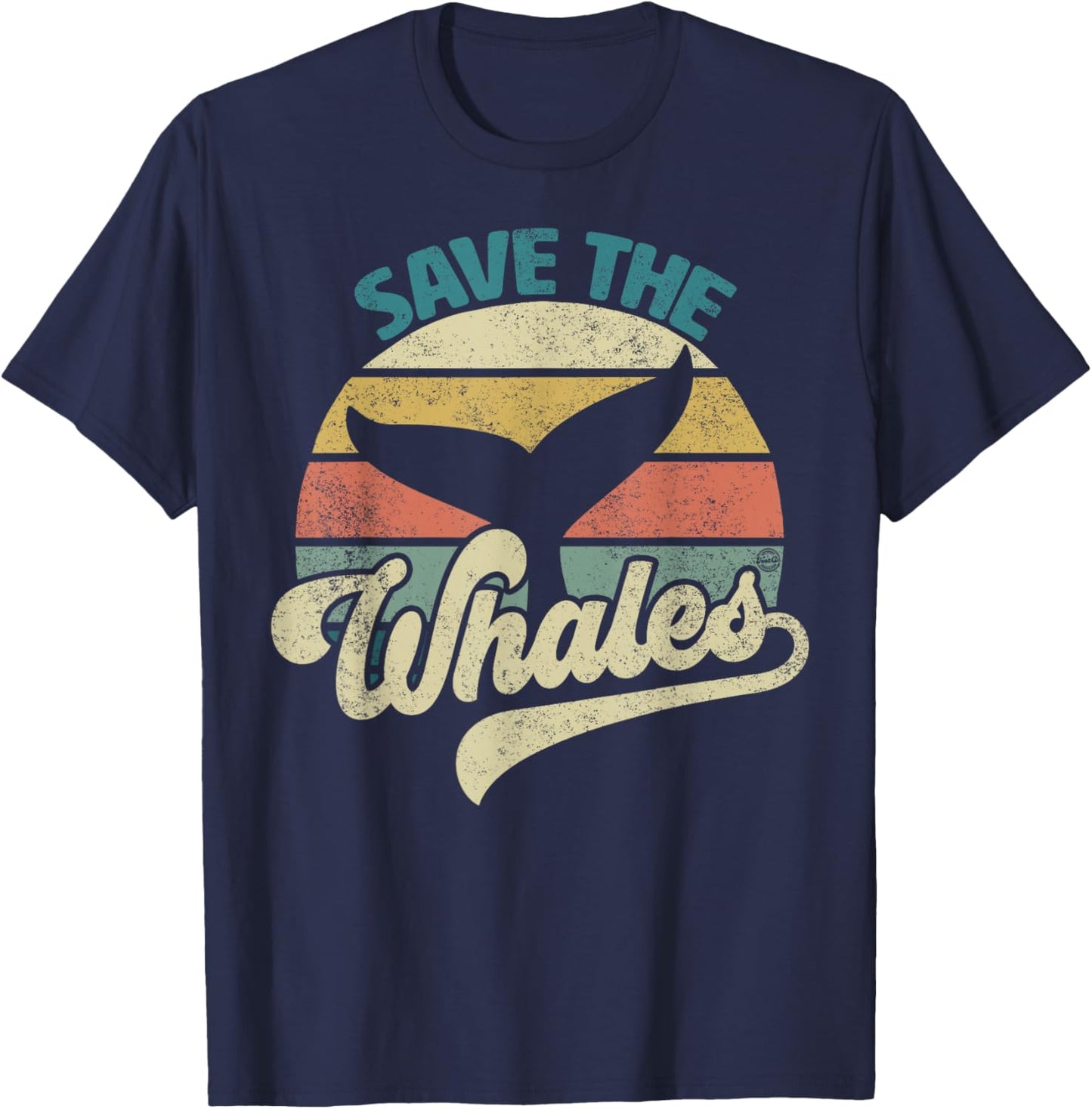 Save The Whales Retro T-Shirt - T-Shirt | Navy
