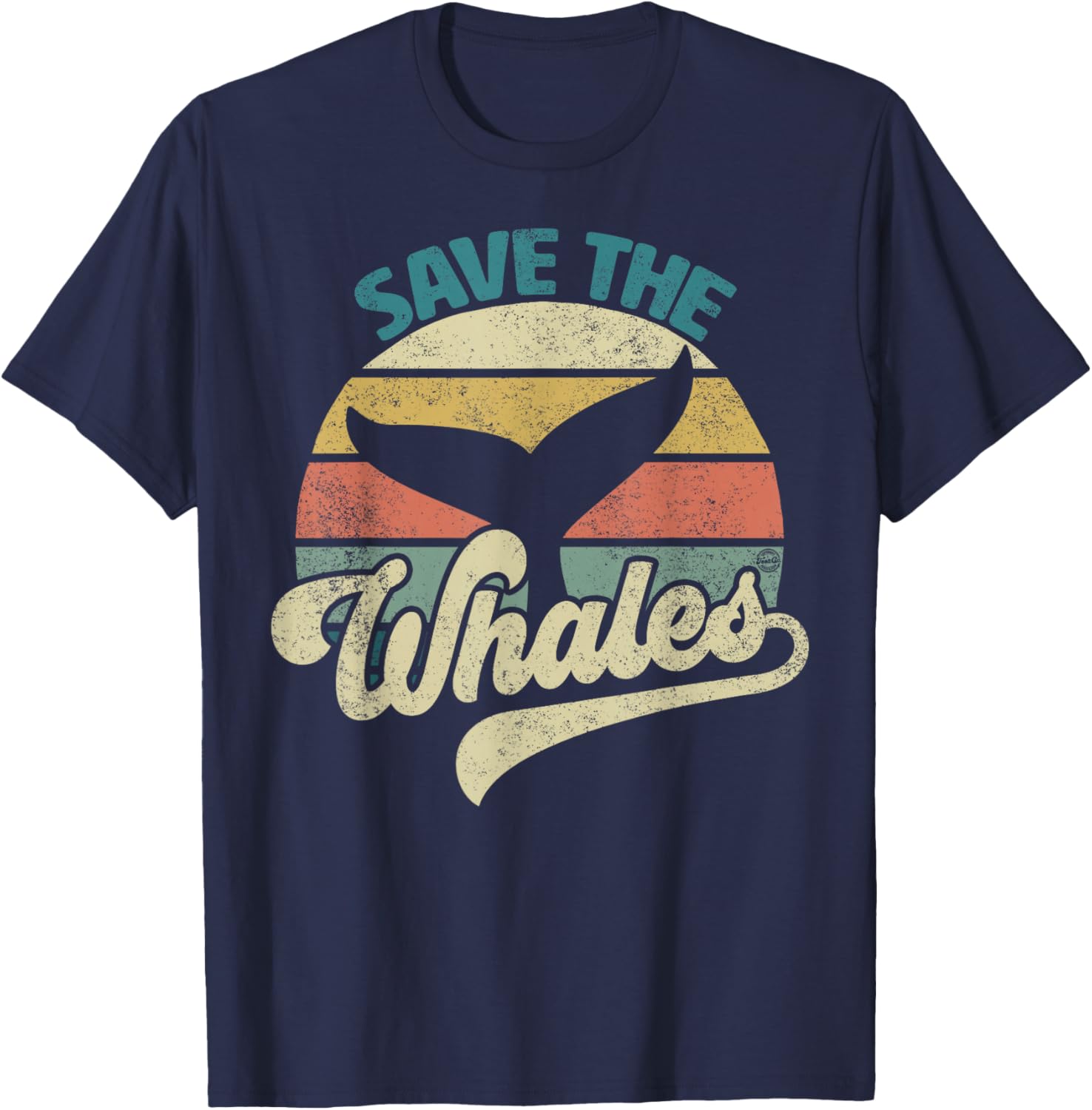 Save The Whales Retro T-Shirt - T-Shirt | Navy