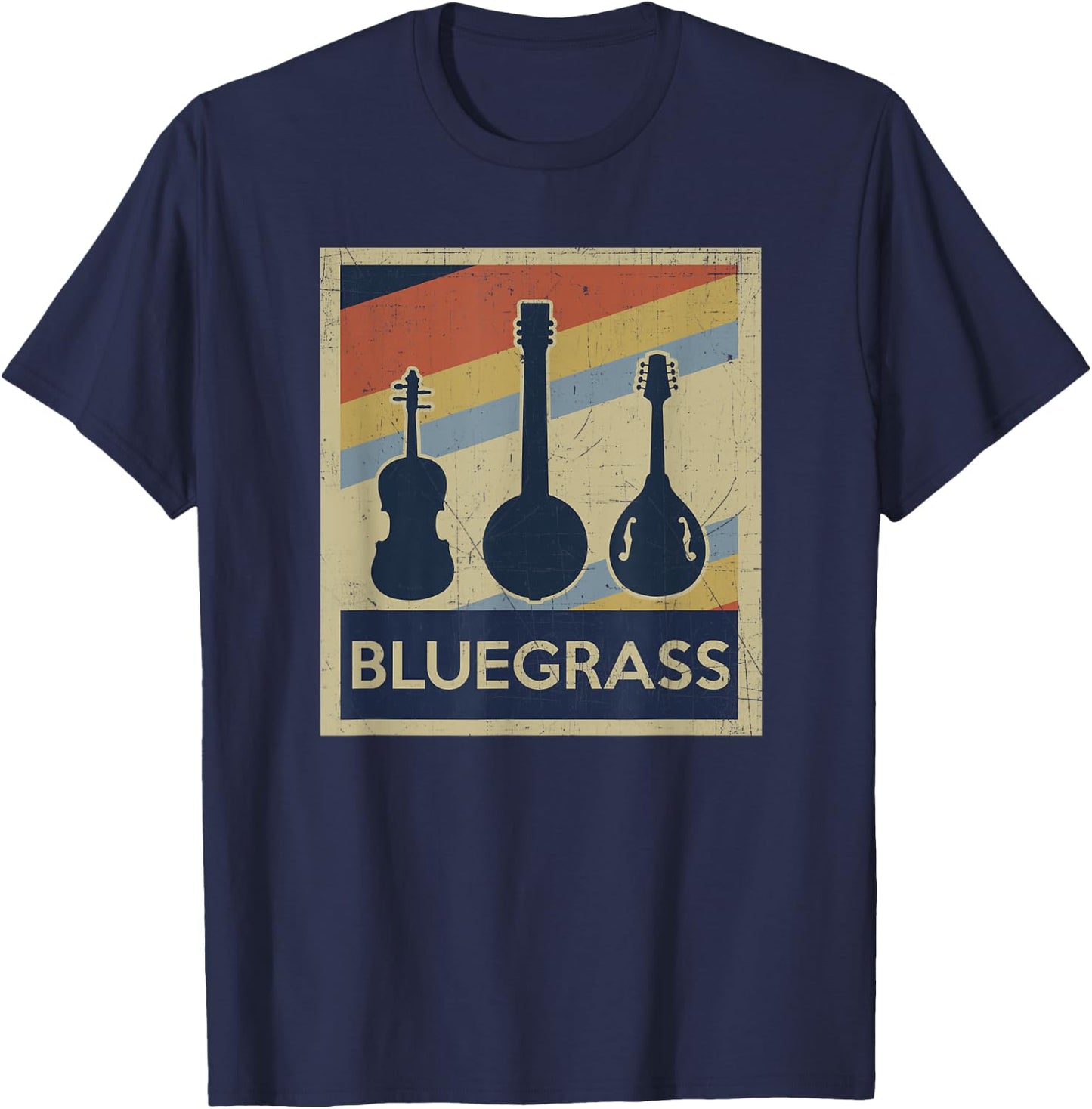Bluegrass Vintage Music Instruments Retro T-Shirt - T-Shirt | Navy