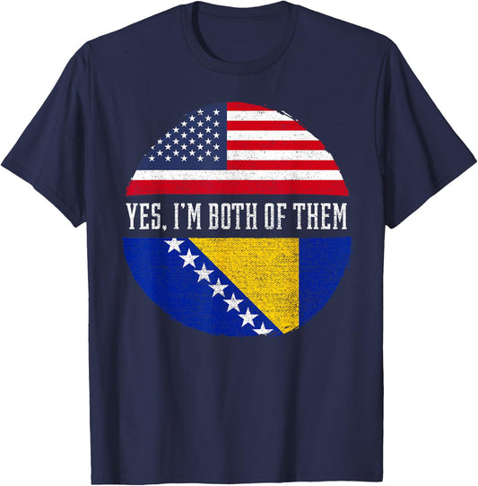 Half American Bosnian Herzegovinian Bosnia and Herzegovina T-Shirt - T-Shirt | Navy