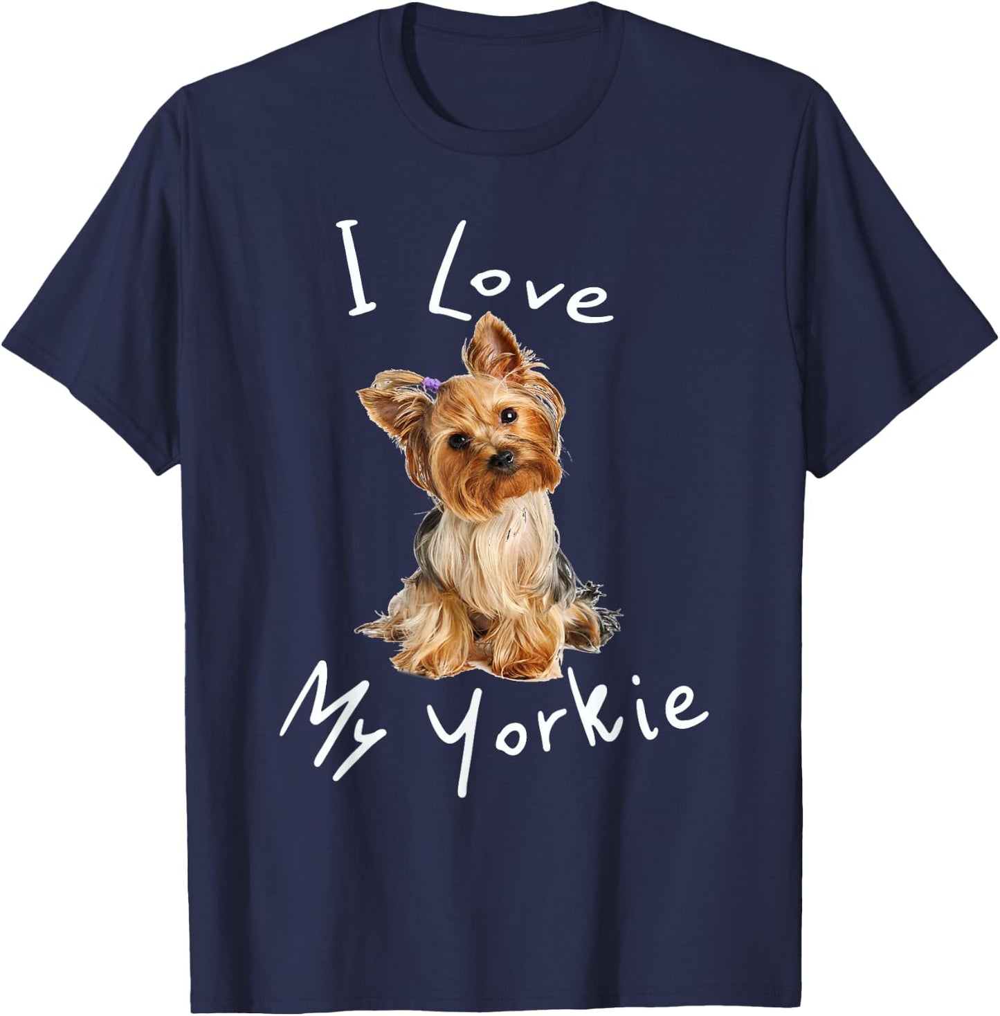 I Love My Yorkie Men Women Kids T-Shirt - T-Shirt | Navy