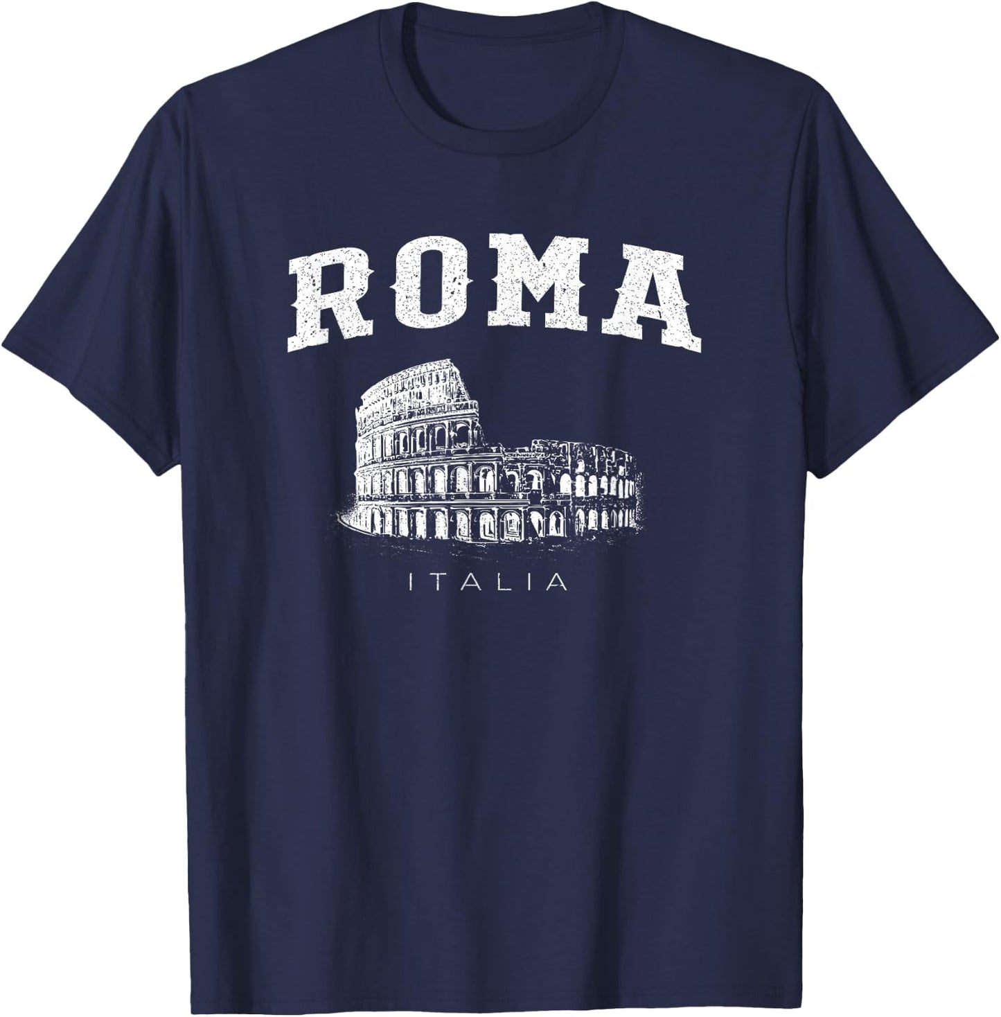 Distressed Roma Italia Colosseum Vintage Italy Rome T-Shirt - T-Shirt | Navy