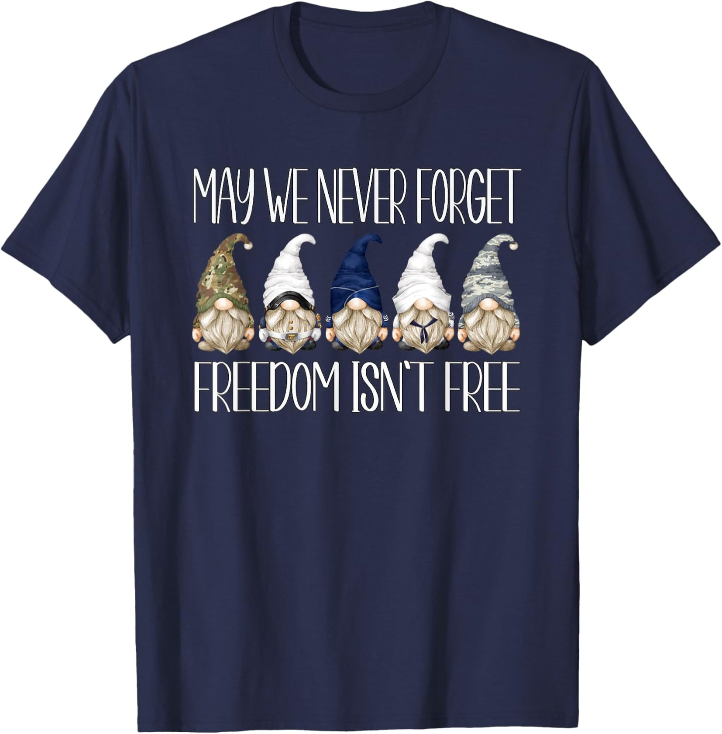 Unique Military Dad Gnomes For Veteran Memorial Day Gnome T-Shirt - T-Shirt | Navy