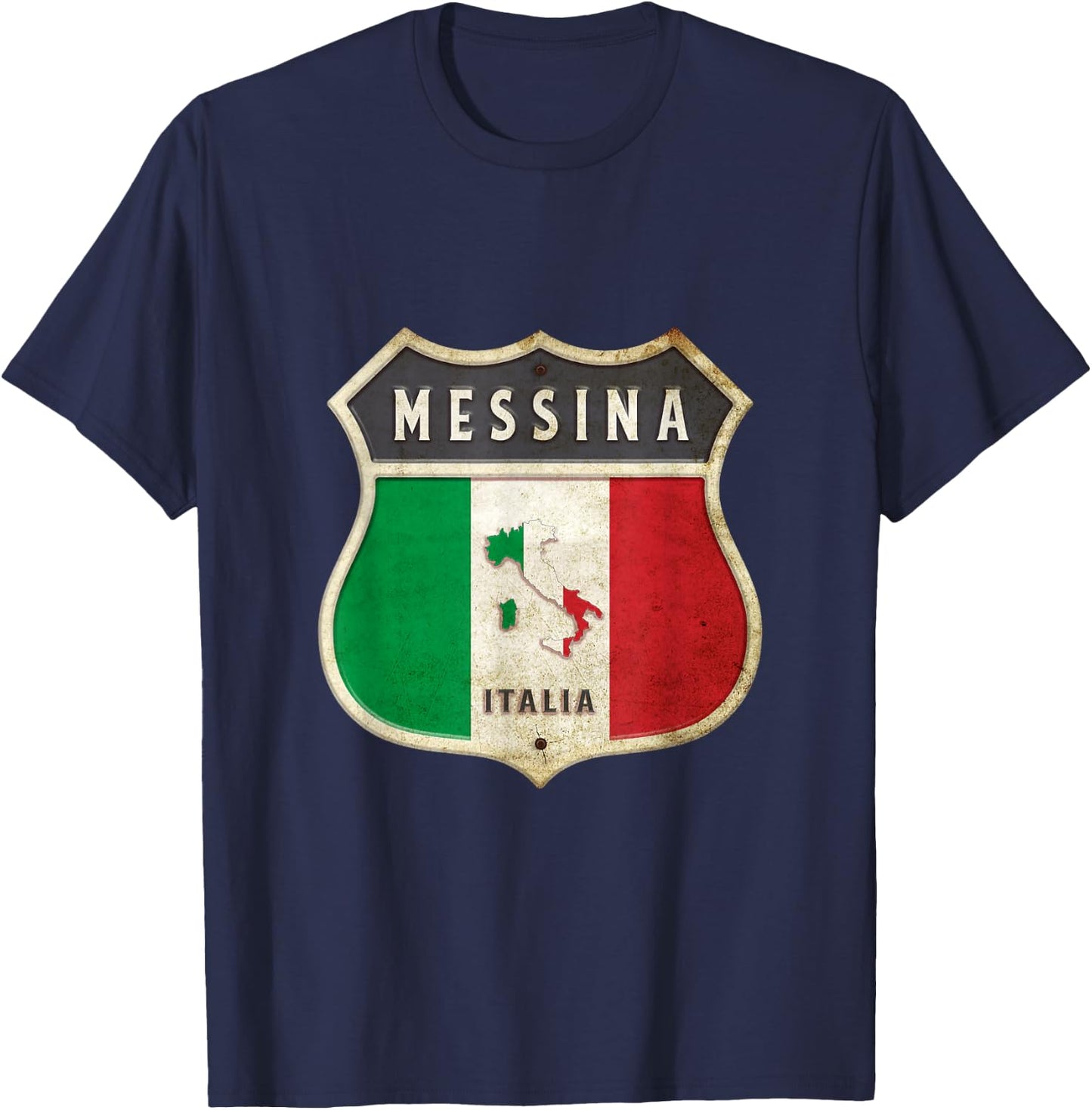 Messina Italy Sicily Coat of Arms Flag City / Gift T-Shirt - T-Shirt | Navy