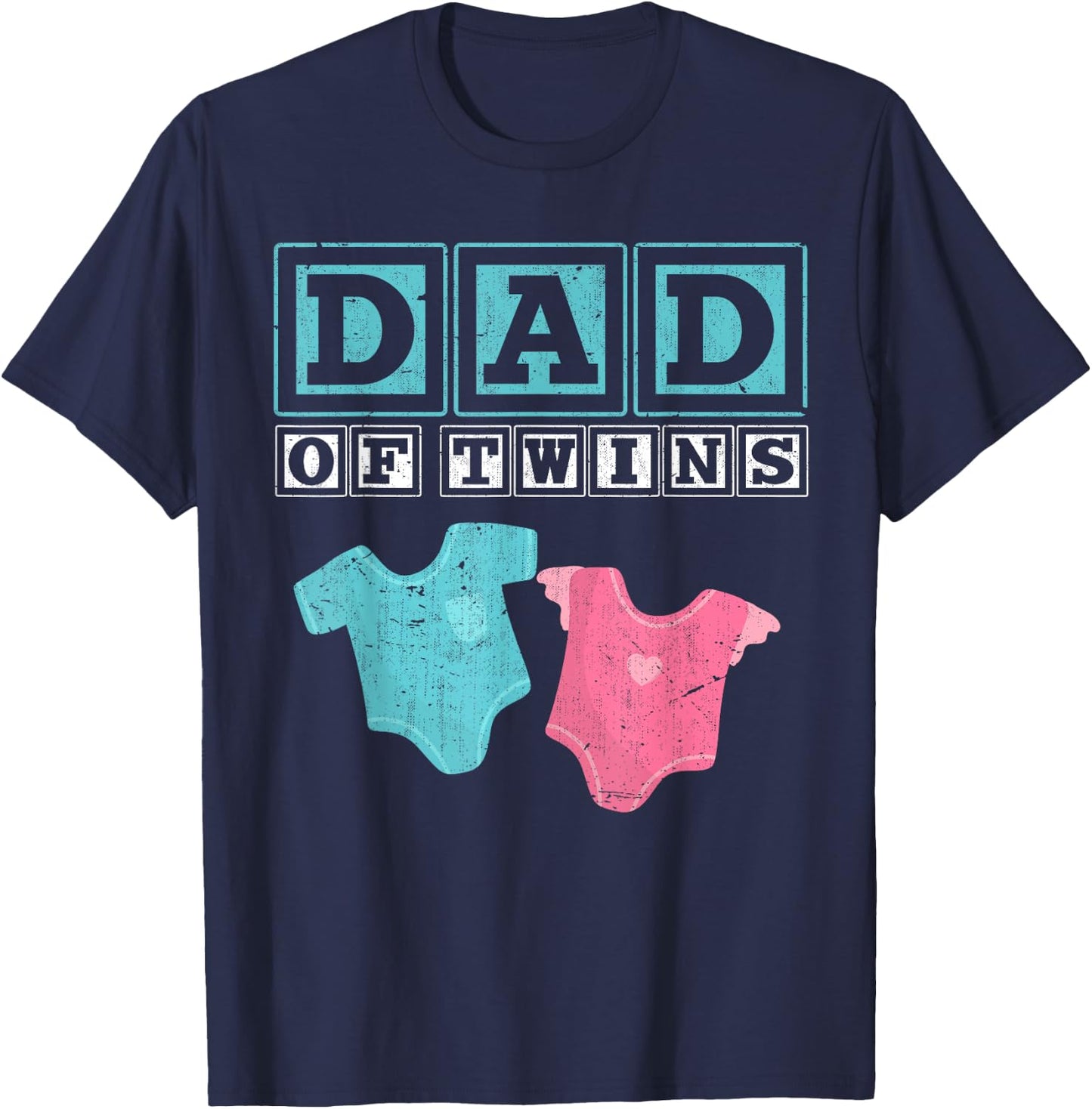 Dad of Twins Family Daddy Fathers Day Future Parents T-Shirt - T-Shirt | Navy