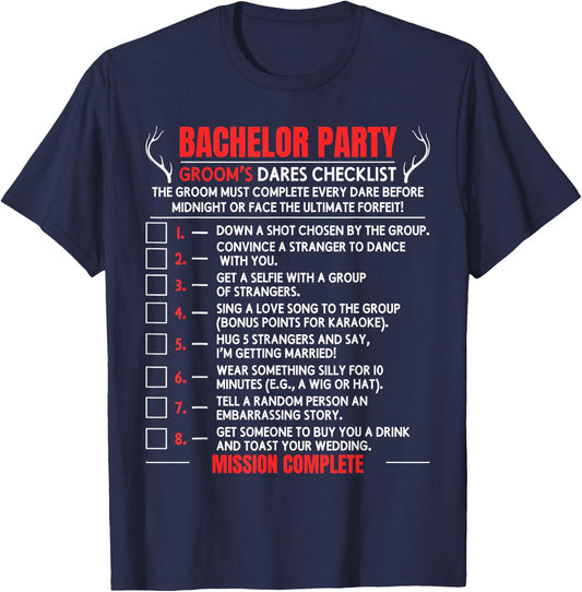 Bachelor Party Matching Checklist Groom's Dare Gag Men's T-Shirt - T-Shirt | Navy