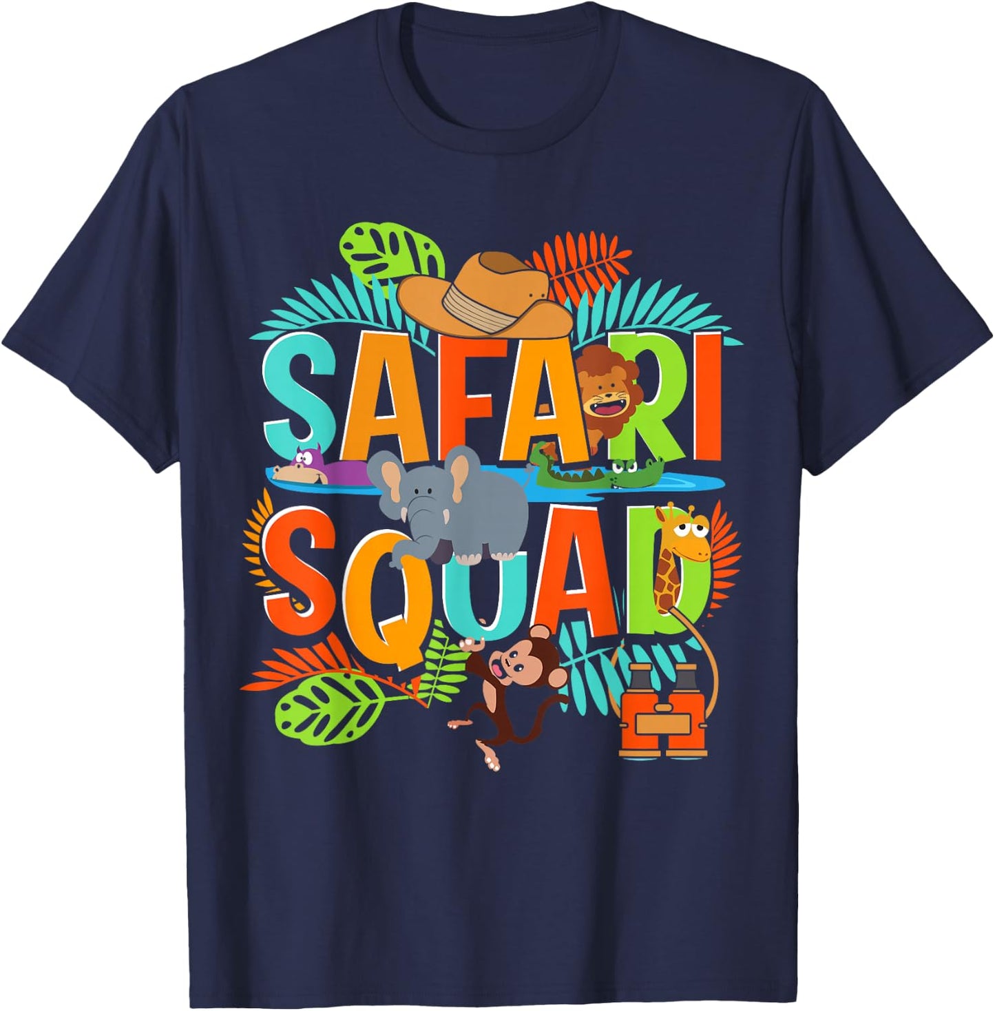 Safari Squad Zoo African Animals T-Shirt - T-Shirt | Navy