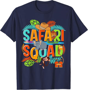 Safari Squad Zoo African Animals T-Shirt - T-Shirt | Navy