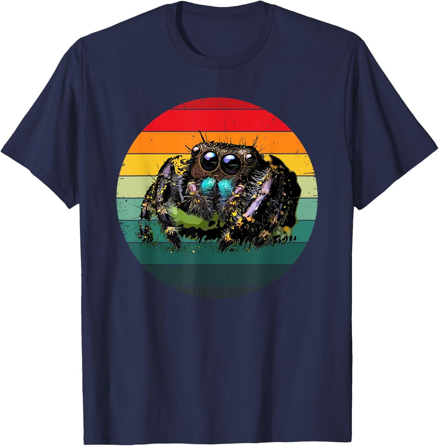 Pet Spider Mom or Dad Vintage Spooder Cute Jumping Spider T-Shirt - T-Shirt | Navy