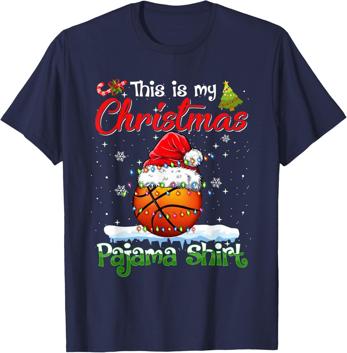 Funny Basketball Christmas Shirt Gift - -Adults, Kids - Black - Short Sleeve - Christmas Basketball Kids T-Shirt - T-Shirt | Navy