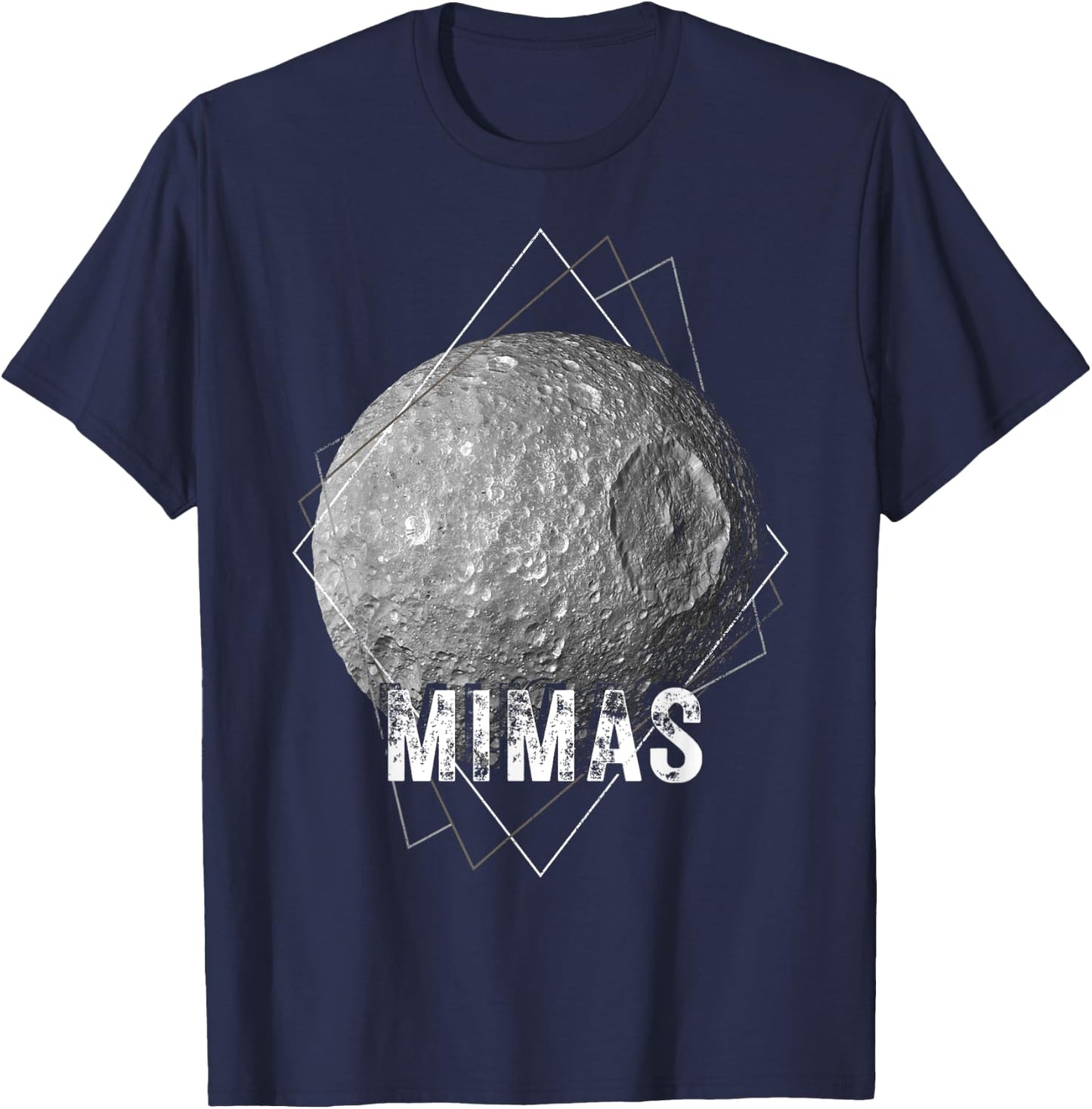 Mimas Saturn Moon Solar System Space Astronomy T-Shirt - T-Shirt | Navy