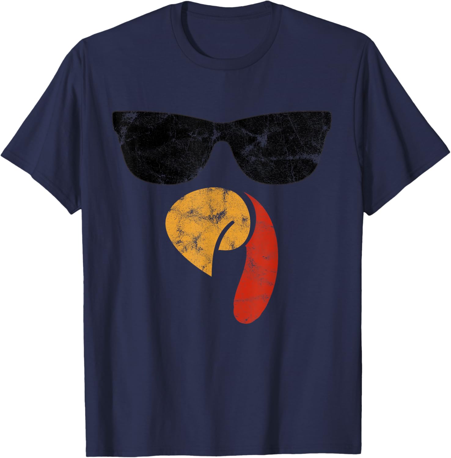 Turkey Face Thanksgiving Day Piligrim Gifts Trot Leg Day T-Shirt - T-Shirt | Navy