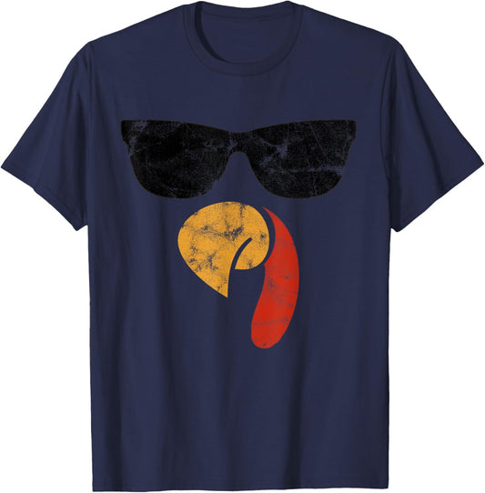Turkey Face Thanksgiving Day Piligrim Gifts Trot Leg Day T-Shirt - T-Shirt | Navy