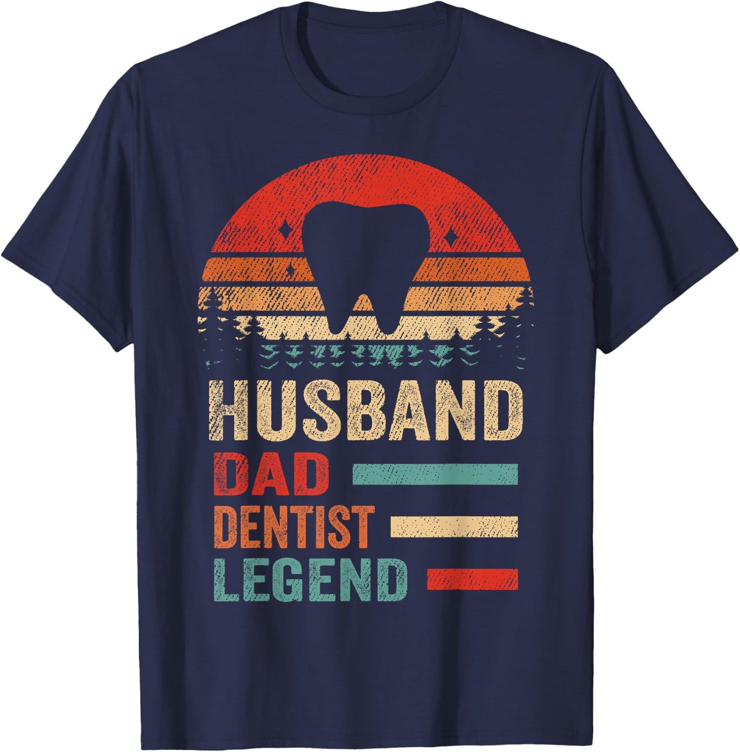 Funny Vintage Dentist, Husband Dad Dentist Legend Retro T-Shirt - T-Shirt | Navy