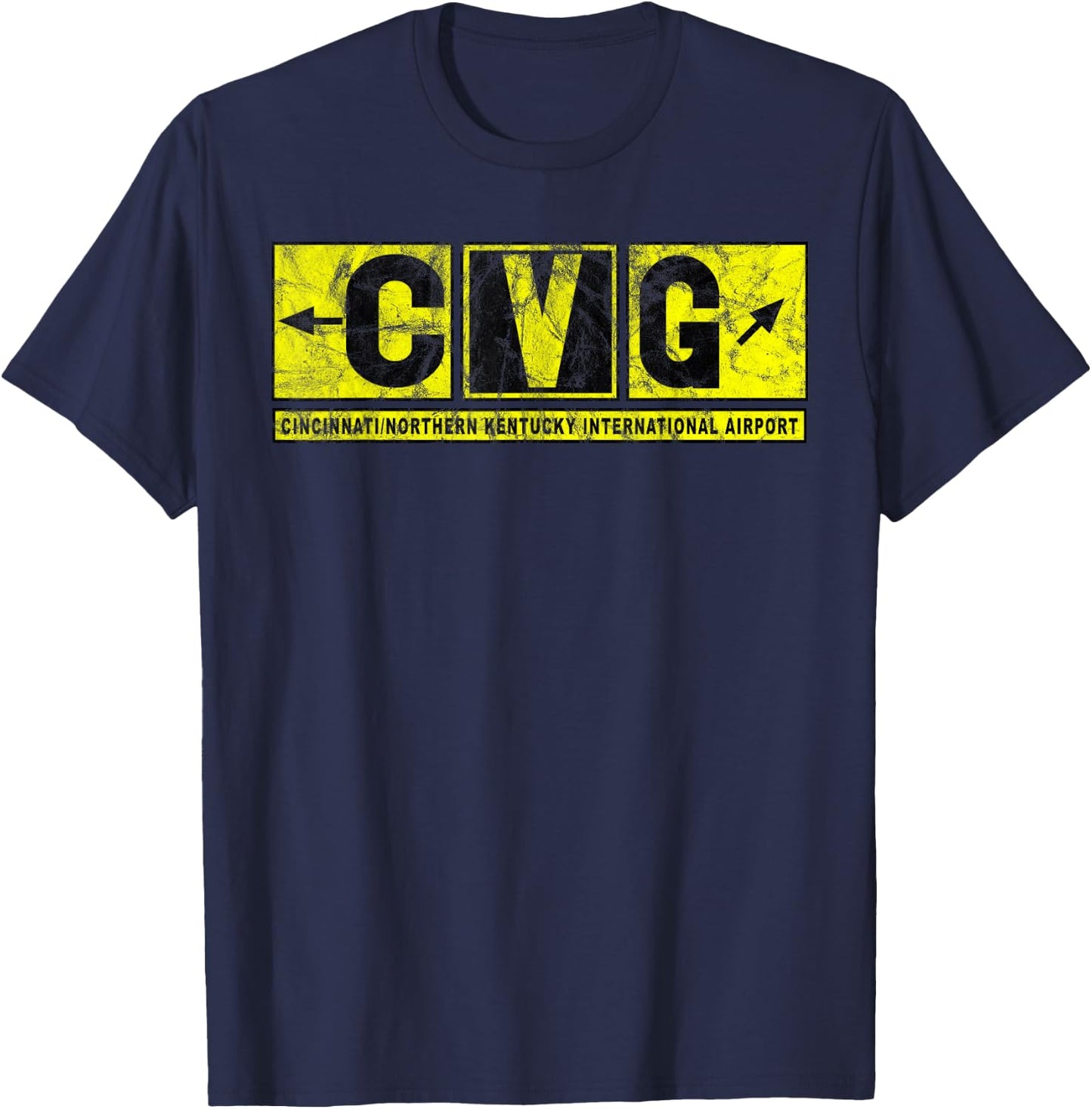 CVG Cincinnati N Kentucky Airport Taxiway Sign Pilot Vintage T-Shirt - T-Shirt | Navy