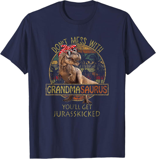 Don't Mess With Grandmasaurus You'll Get Jurasskicked T-Shirt - T-Shirt | Navy