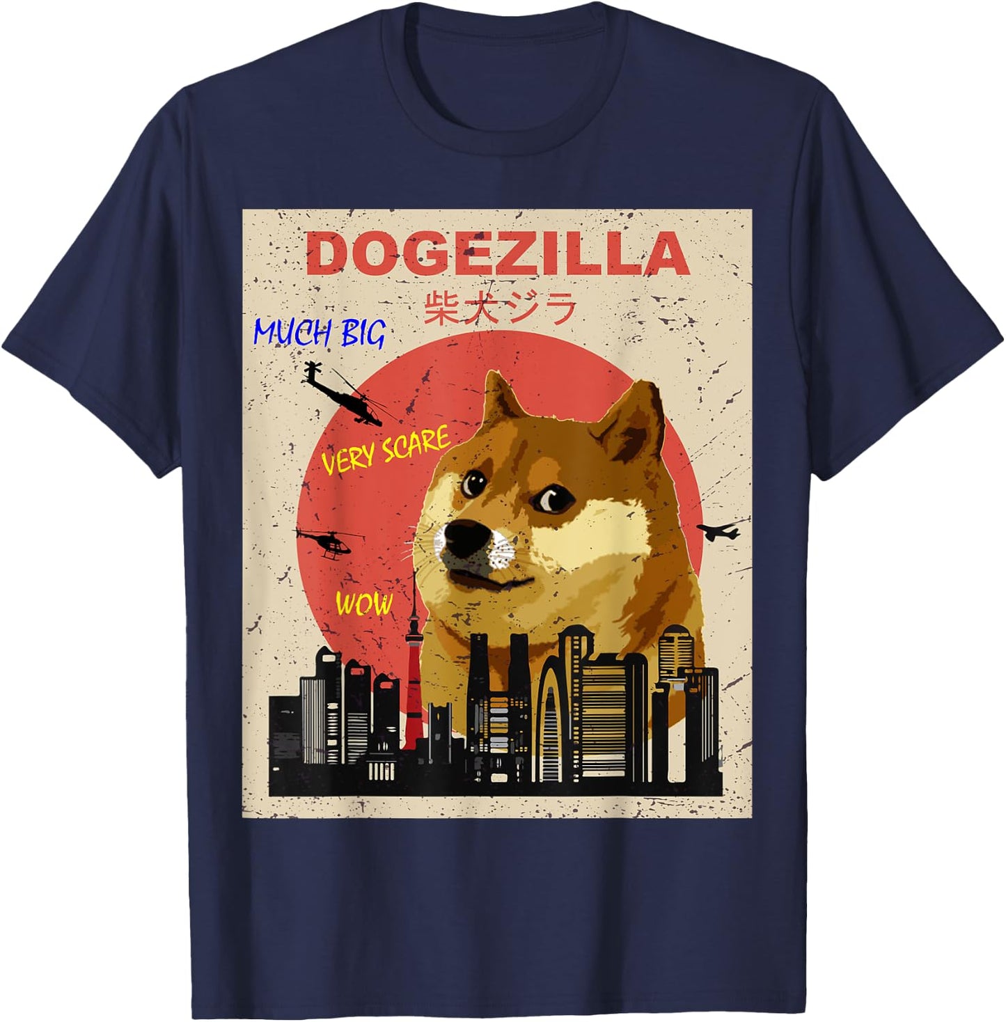 Large Shiba inu Dog Dogezilla T-Shirt - T-Shirt | Navy