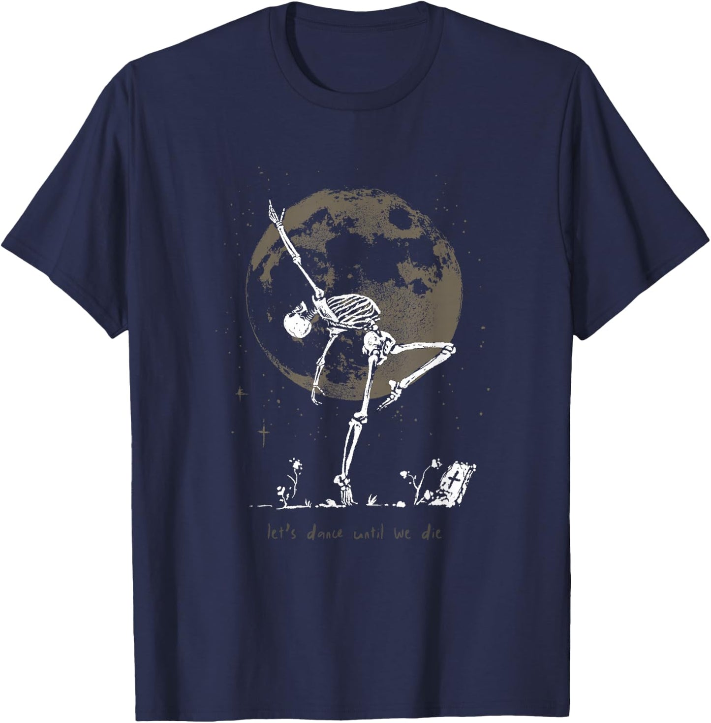 Dance Till We Die Ballet Dancer Dancing Skeleton Witchcore T-Shirt - T-Shirt | Navy