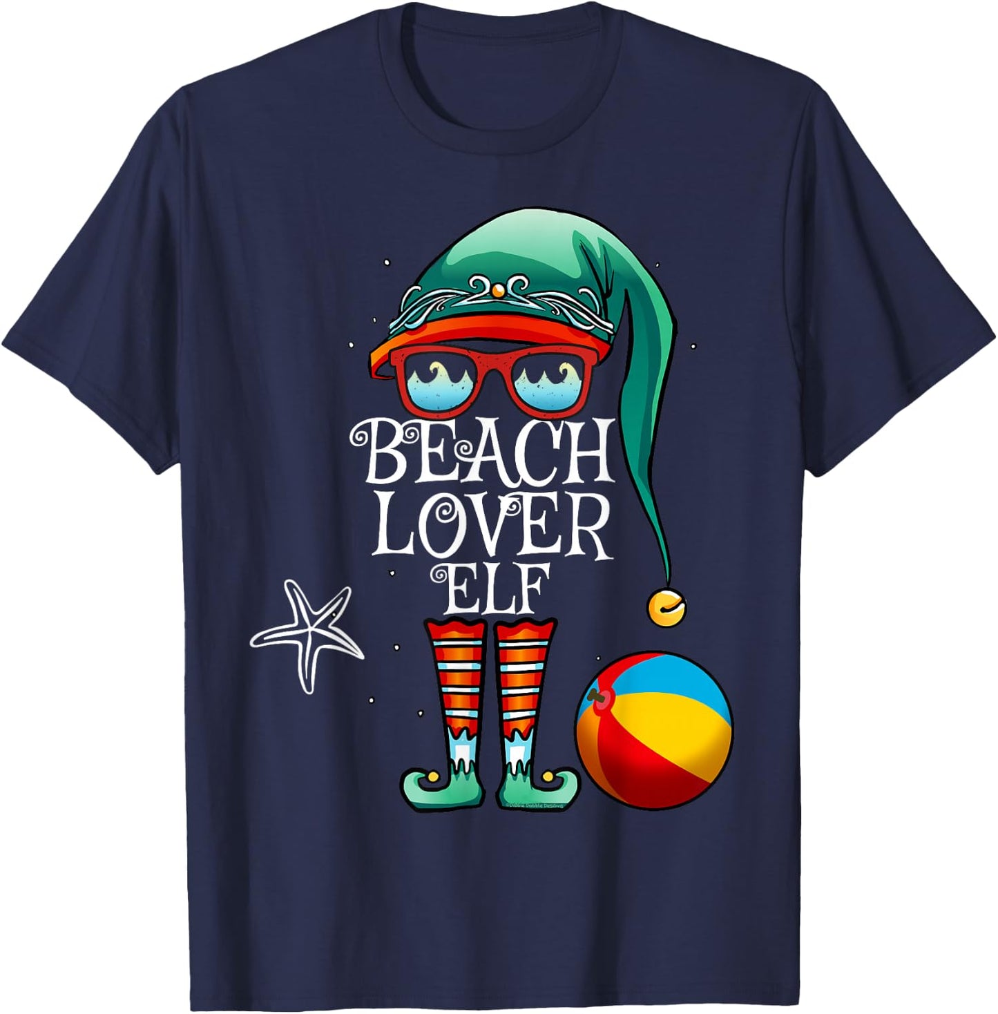 Christmas Beach Lover Elf - Matching Family Christmas T-Shirt - T-Shirt | Navy