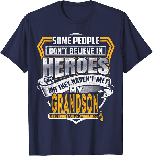 Childhood Cancer Warrior - I Wear Gold For My Grandson T-Shirt - T-Shirt | Navy