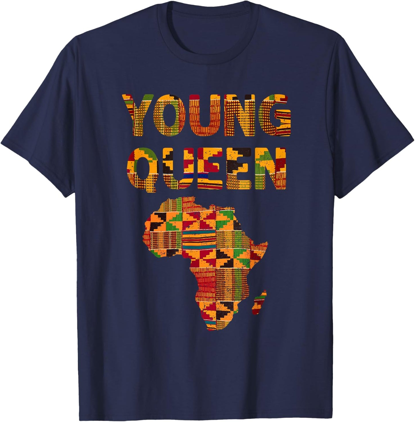 Cool Kente Cloth Art Kids Girls African Print African Queen T-Shirt - T-Shirt | Navy