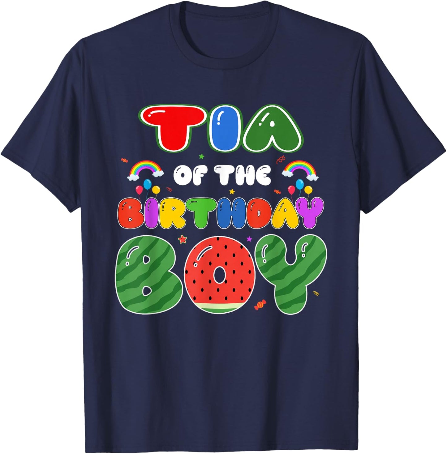 Tia of The Birthday Boy Melon Family Matching Funny T-Shirt - T-Shirt | Navy
