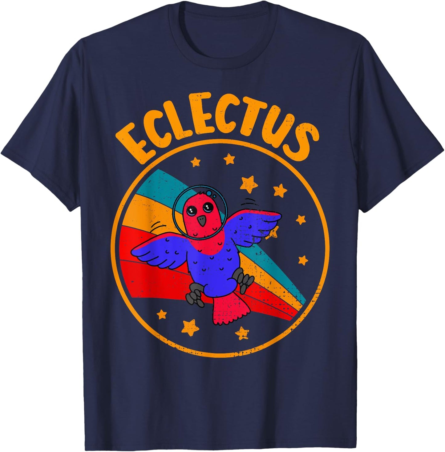 Cute Vintage Female Eclectus Parrot Retro Parrot In Space T-Shirt - T-Shirt | Navy